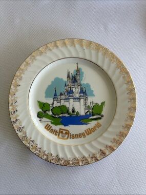 Vintage Disney White and Gold Walt Disney World Castle Collectible Plate